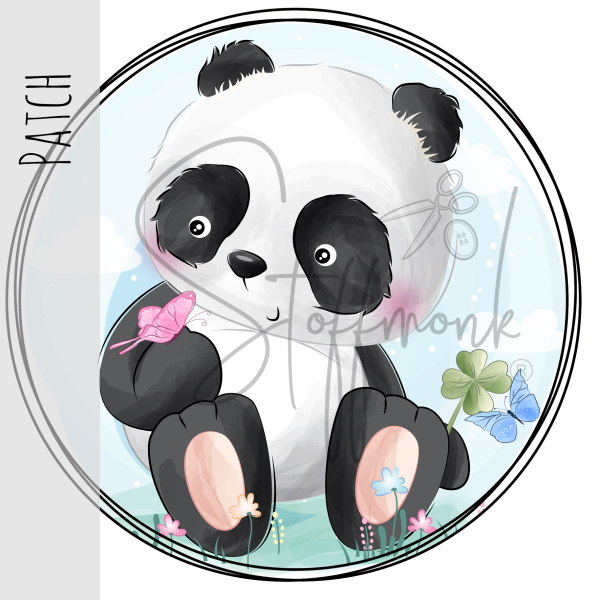 Patch / Aufnäher  - Panda + Schmetterling